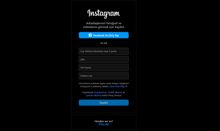 Instagram yeni hesap açamıyorum